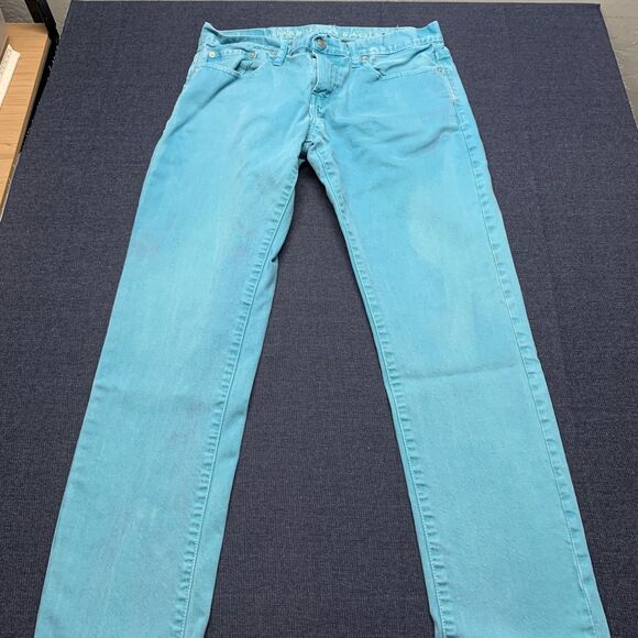AMERICAN EAGLE OUTFITTERS® Men Skinny Jeans Turquoise Blue 32x32 99% Cotton VTG - Picture 2 of 9